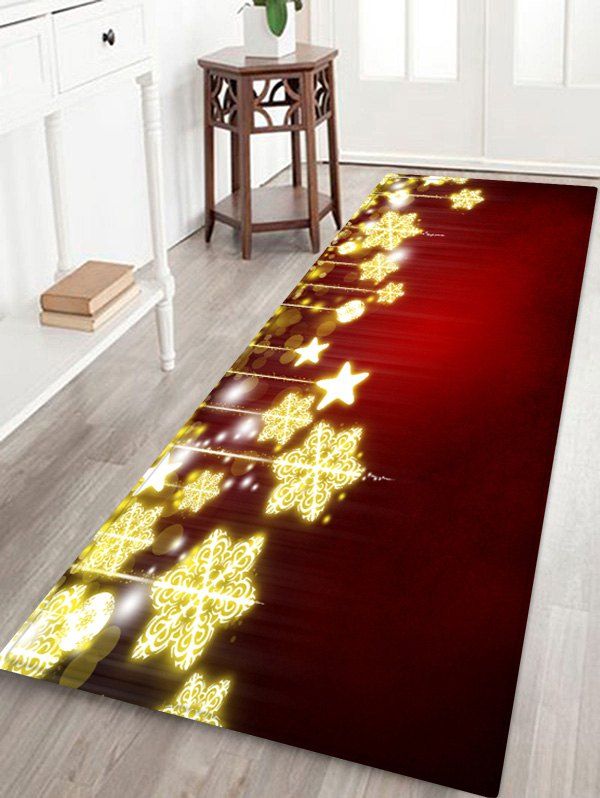 

Christmas Snowflake Star Printed Floor Mat, Cherry red
