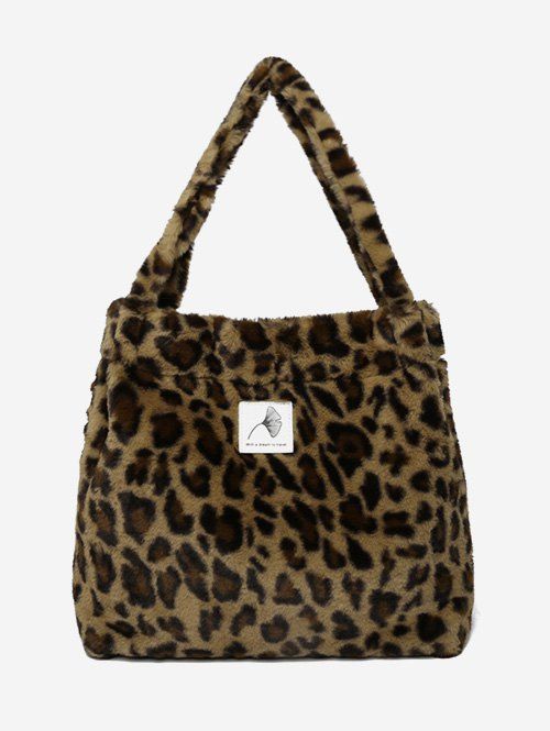 

Artificial Furry Large Capacity Shoulder Bag, Leopard