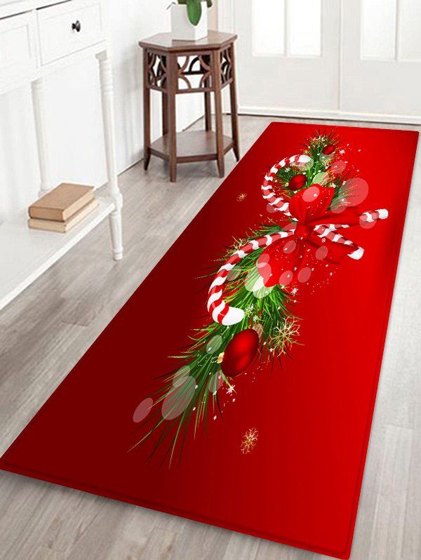 

Christmas Candy Cane Printed Decorative Floor Mat, Lava red