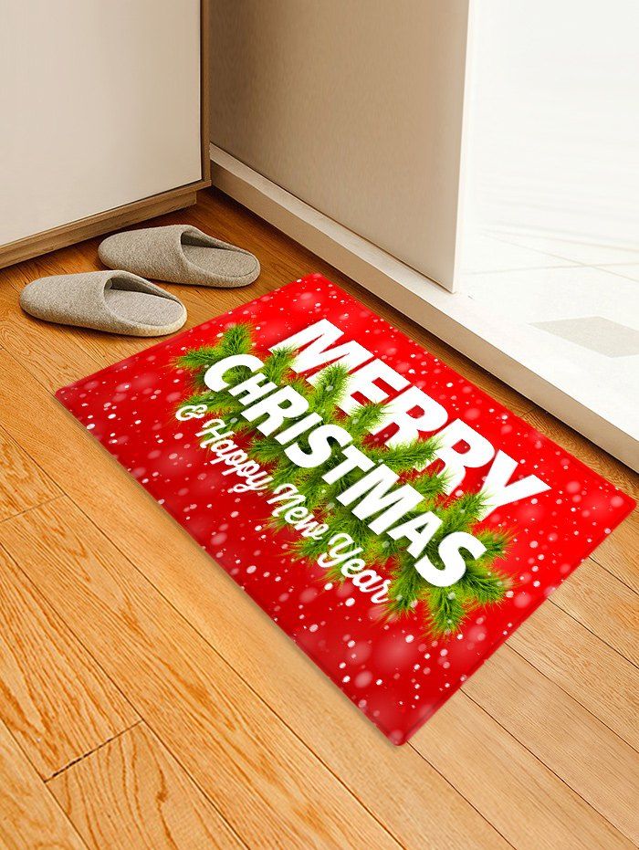 

Merry Christmas Printed Decorative Floor Mat, Lava red