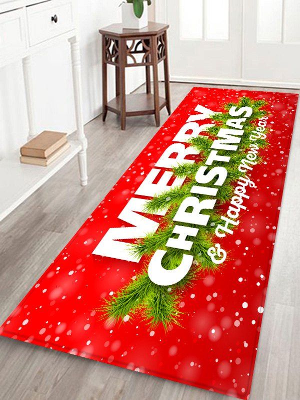 

Merry Christmas Printed Decorative Floor Mat, Lava red