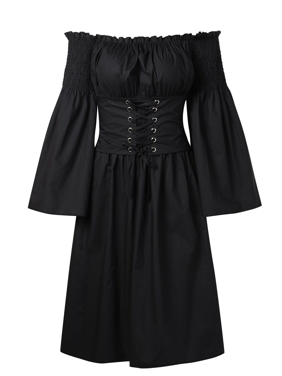 

Off The Shoulder Lace Up Midi Dress, Black