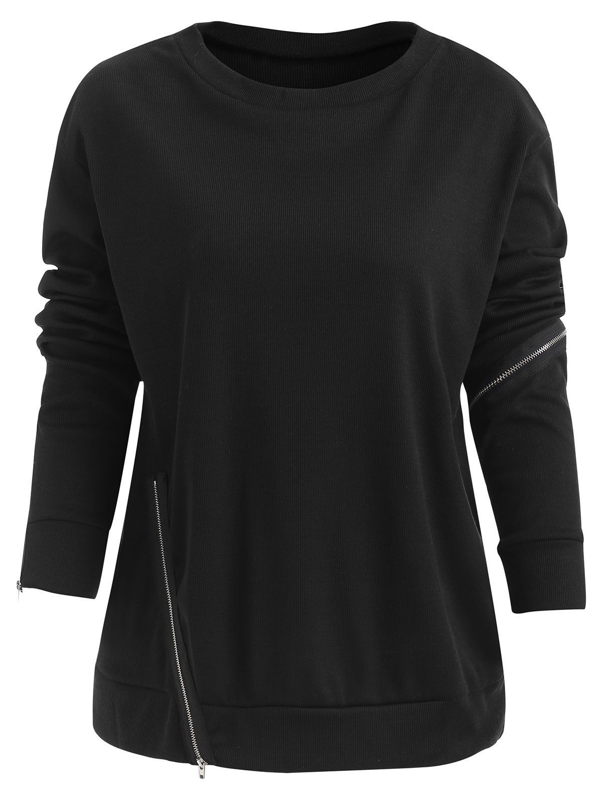 

Long Sleeve Zippers Sweatshirt, Black