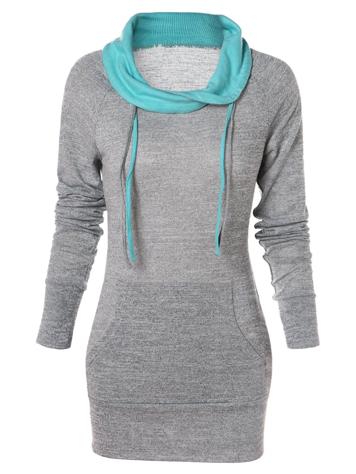 

Kangaroo Pocket Fitted Tunic Sweatshirt, Light gray