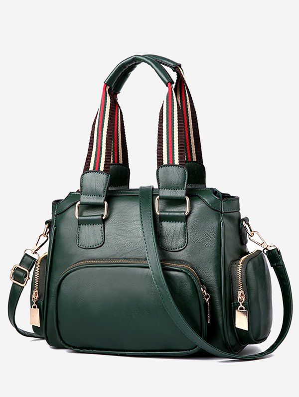 

Multi Pockets PU Leather Handbag, Dark forest green