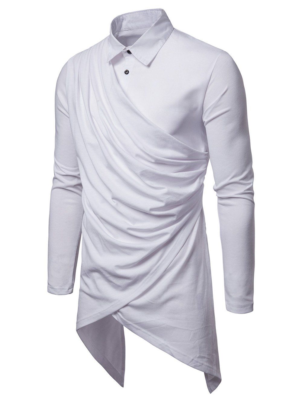 

Asymmetric Faux Twinset Heap Front Shirt, White