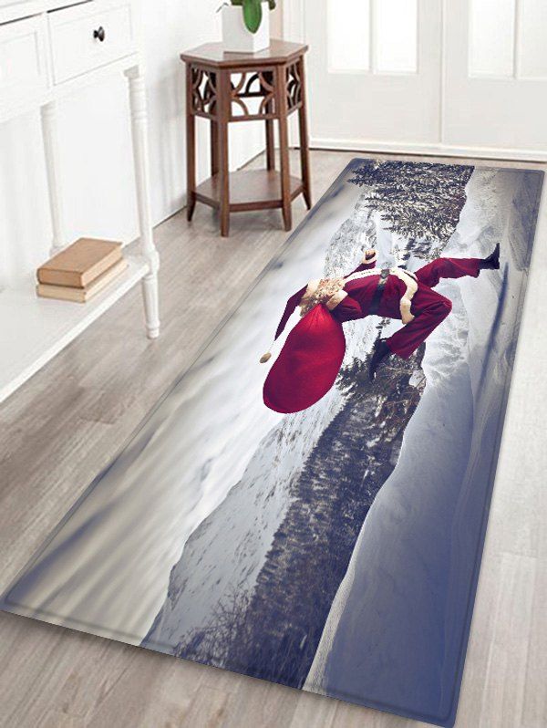 

Running Father Christmas Printed Floor Mat, Cloudy gray