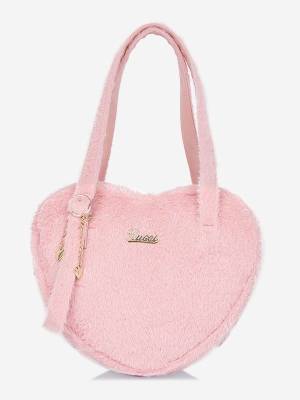 

Heart Shape Faux Fur Tote Bag, Pink