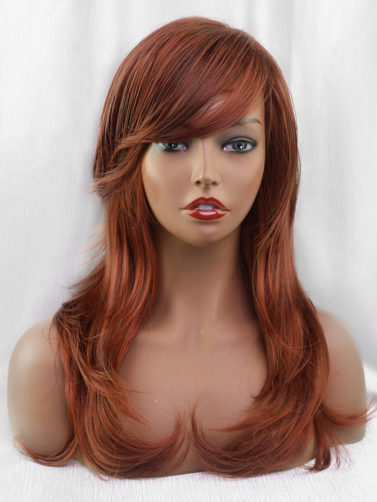 

Inclined Bang Long Layer Straight Party Synthetic Wig, Chestnut red