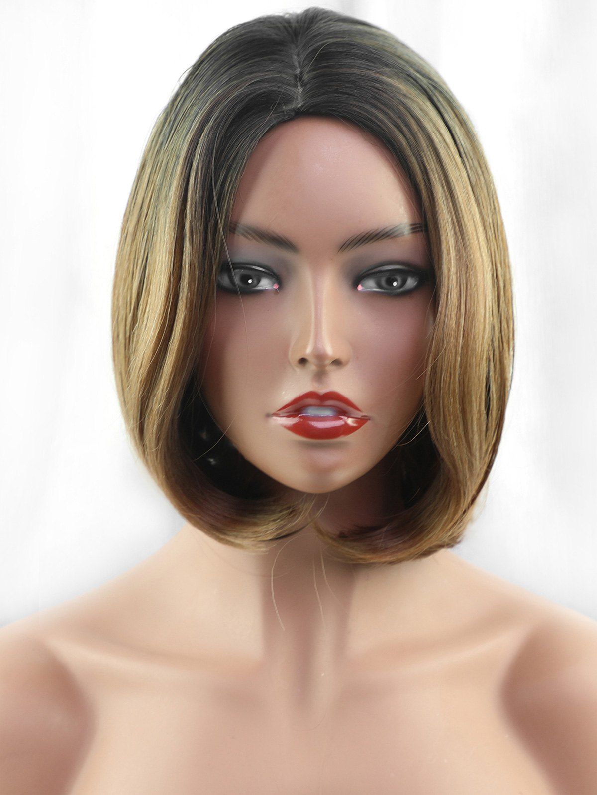 

Short Side Parting Colormix Straight Bob Synthetic fiber Wig, Multi