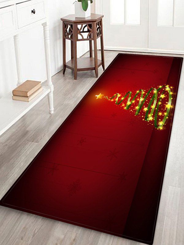 

Christmas Tree Printed Decorative Floor Mat, Red