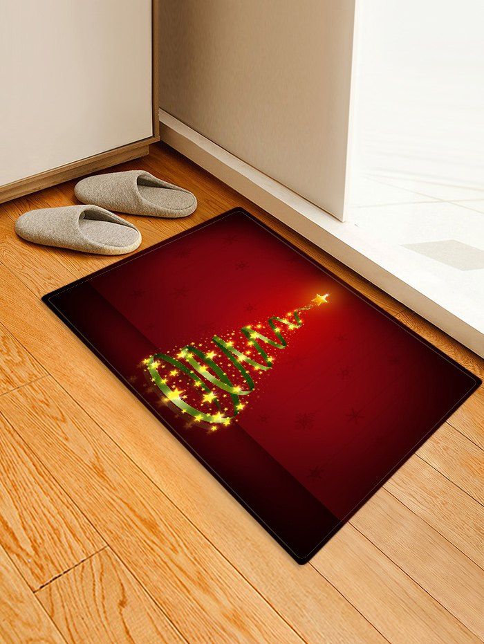 

Christmas Tree Printed Decorative Floor Mat, Red