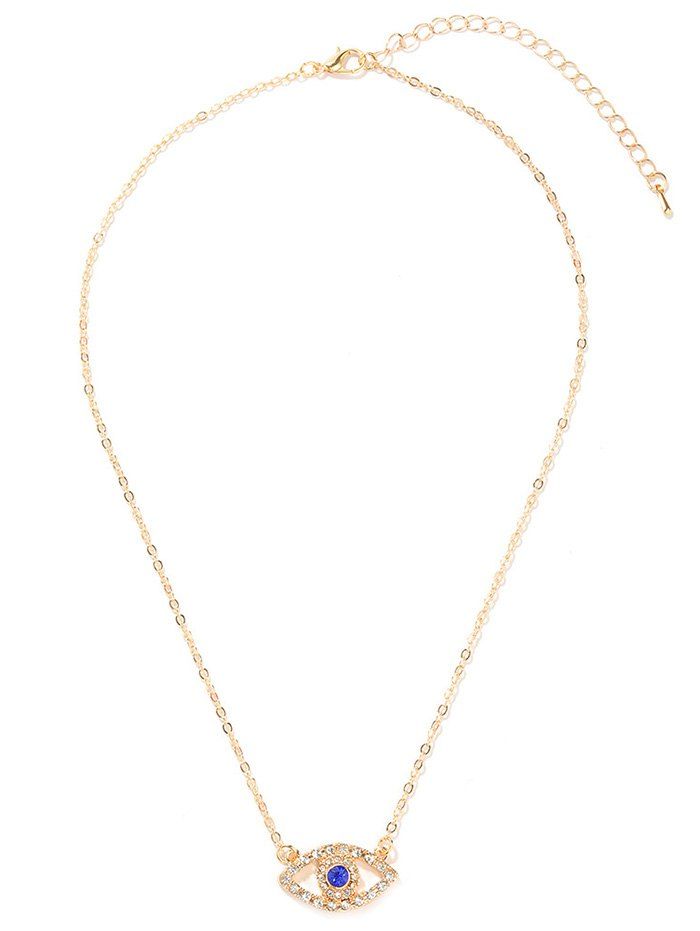 

Rhinestone Inlaid Evil Eye Pendant Necklace, Gold