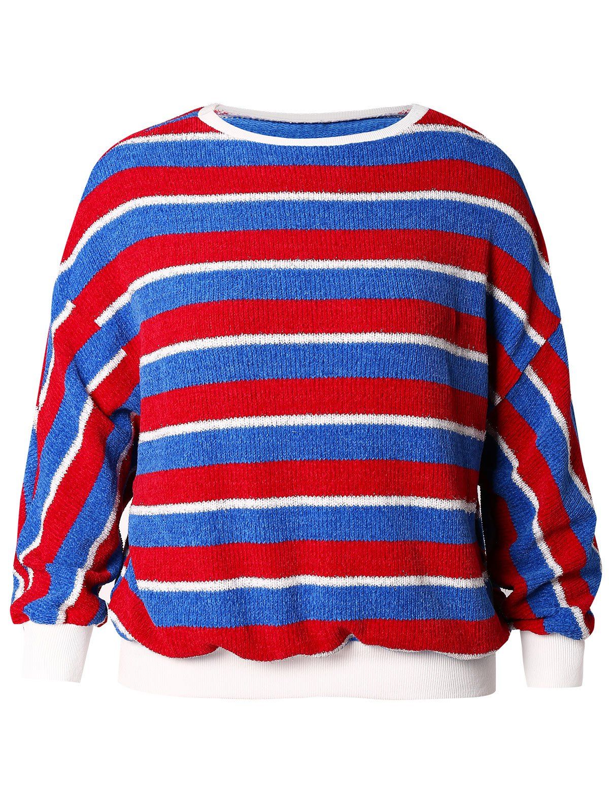 

Plus Size Drop Shoulder Stripe Color Block Sweater, Multi