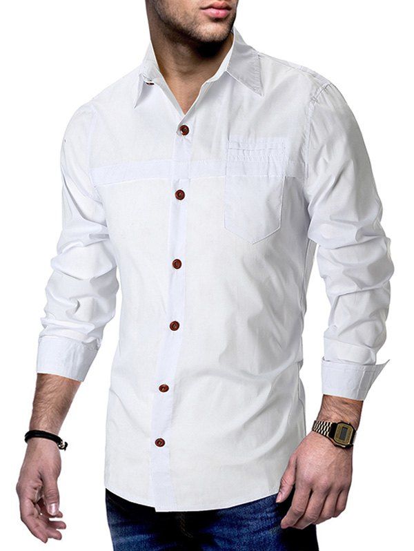 

Button Up Solid Business Shirt, White