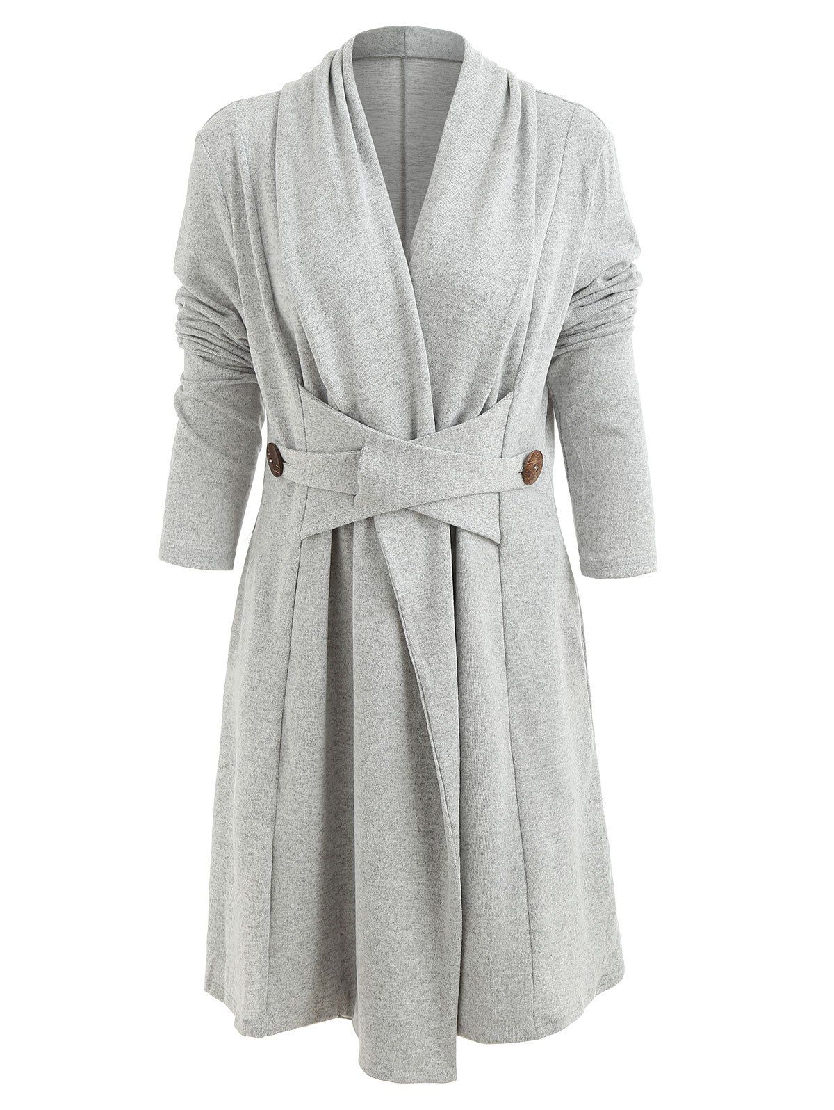 

Button Long Duster Cardigan, Light gray