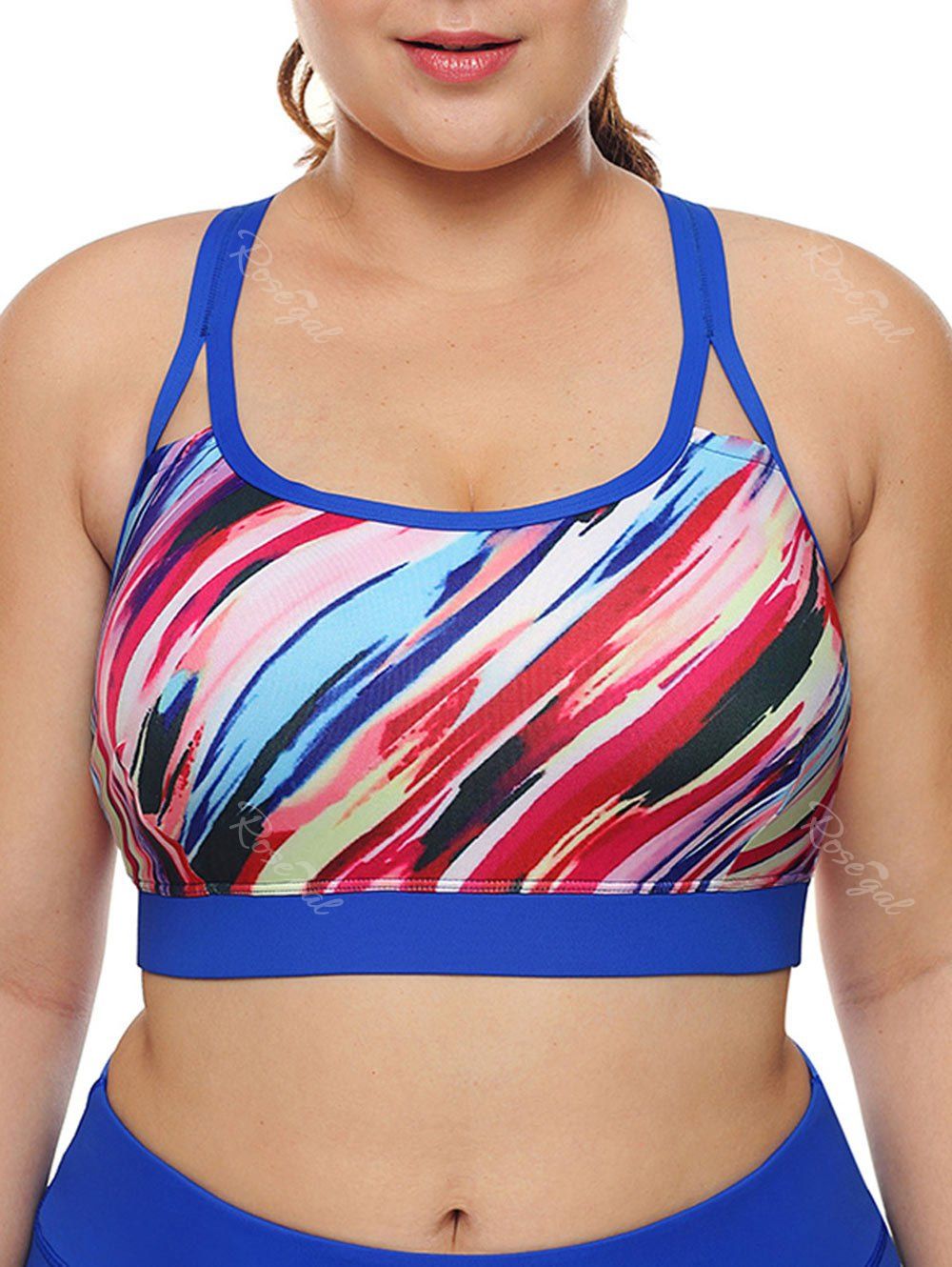 

Painting Print Plus Size Padded Sport Bra, Multi