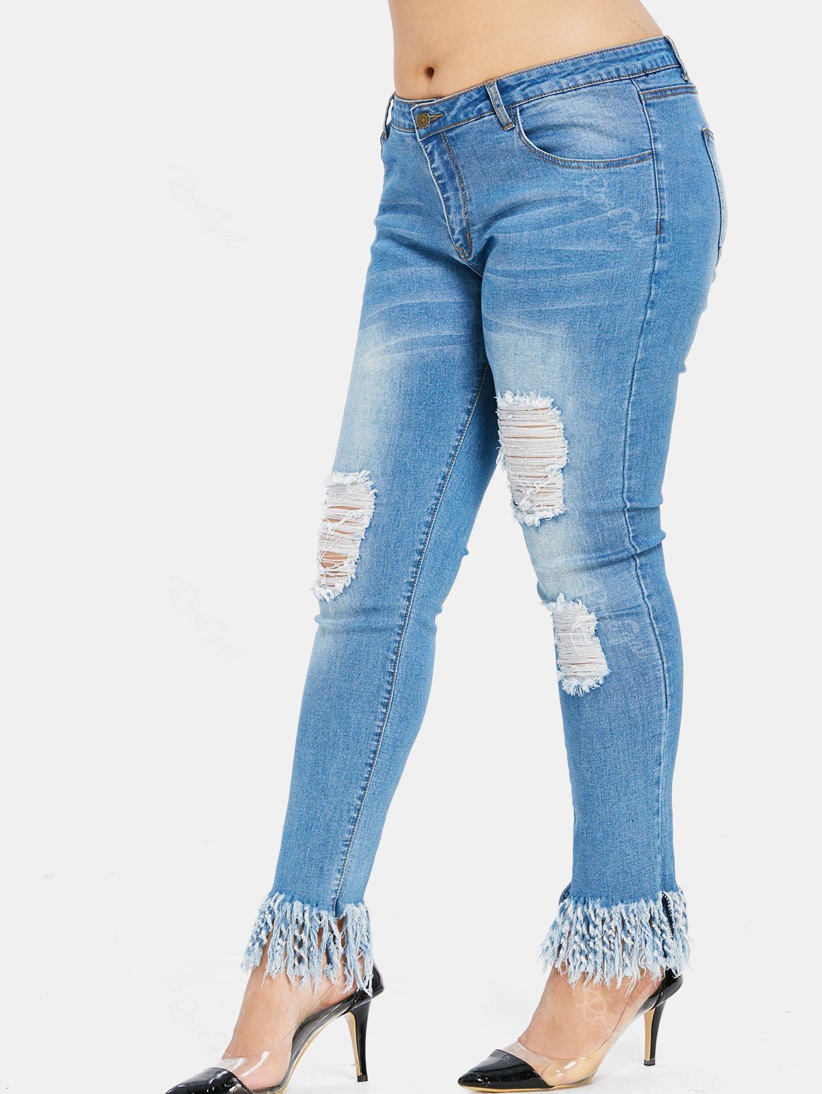 

Distressed Plus Size Skinny Jeans, Jeans blue
