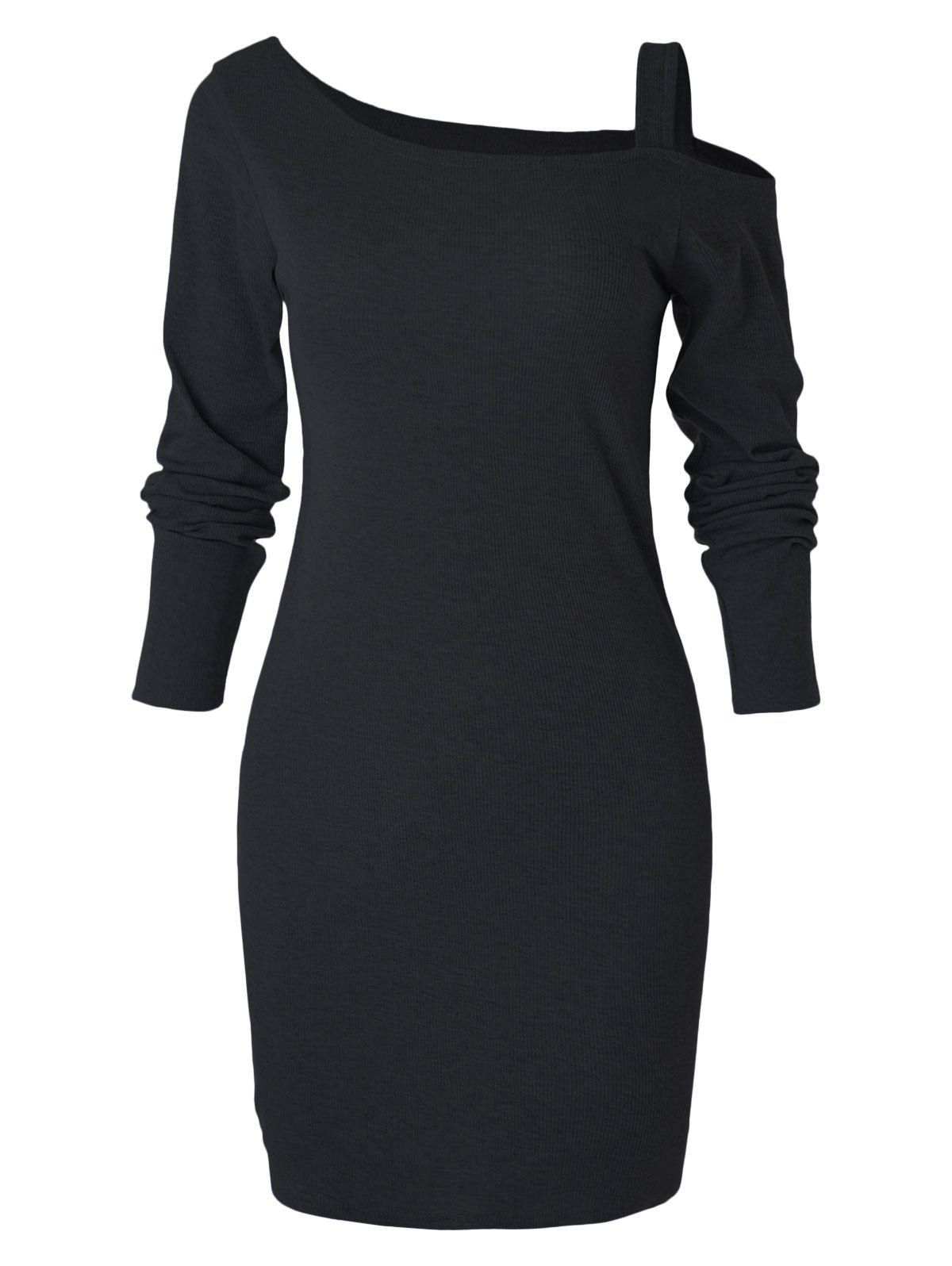 

Long Sleeve Slim Knit Dress, Black