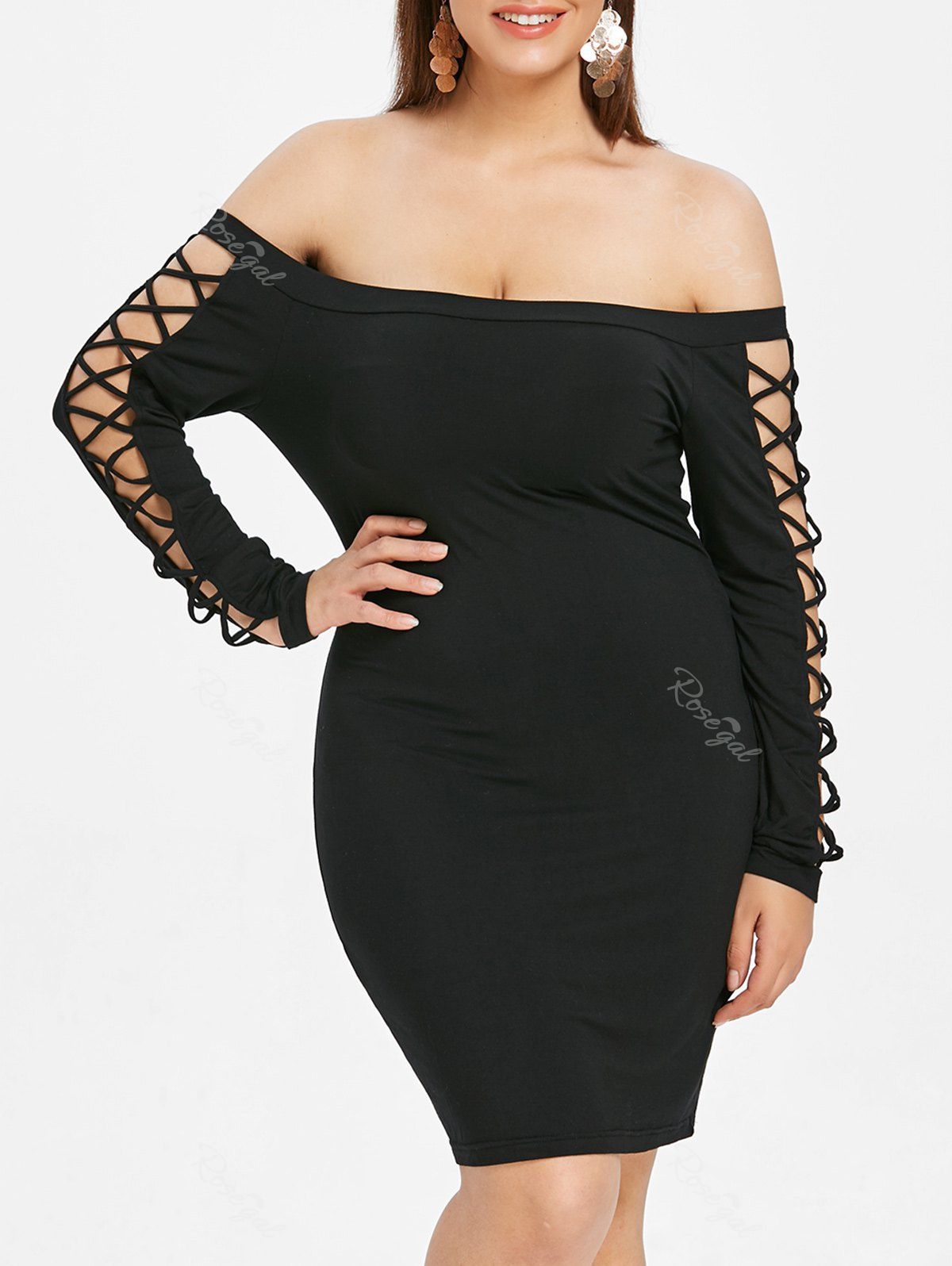 

Plus Size Criss-cross Bodycon Dress, Black