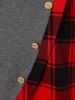 Tartan Panel Long Sleeve Asymmetrical T-shirt -  