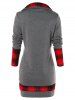 Tartan Panel Long Sleeve Asymmetrical T-shirt -  