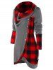 Tartan Panel Long Sleeve Asymmetrical T-shirt -  