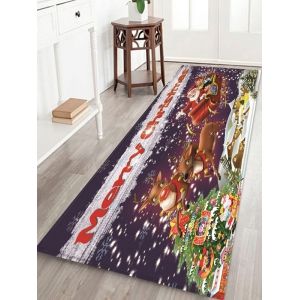 

Merry Christmas Deer Gift Printed Decorative Floor Mat, Deep blue