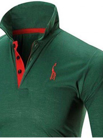 

Polo Collar Embroidery Giraffe T-shirt, Green