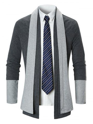 

Color Block Faux Twinset Cardigan, Dark gray
