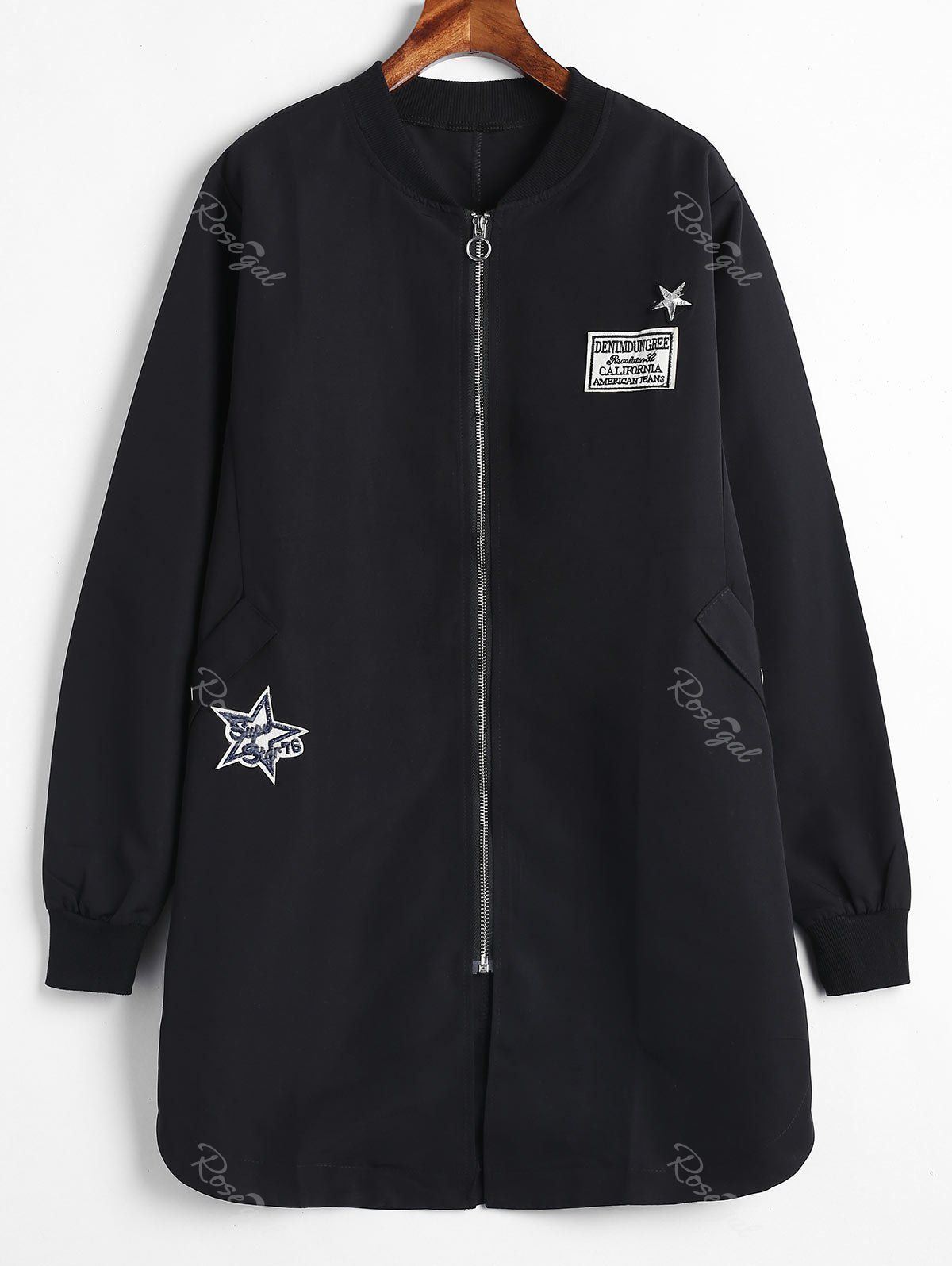 

Plus Size Applique Longline Coat, Black
