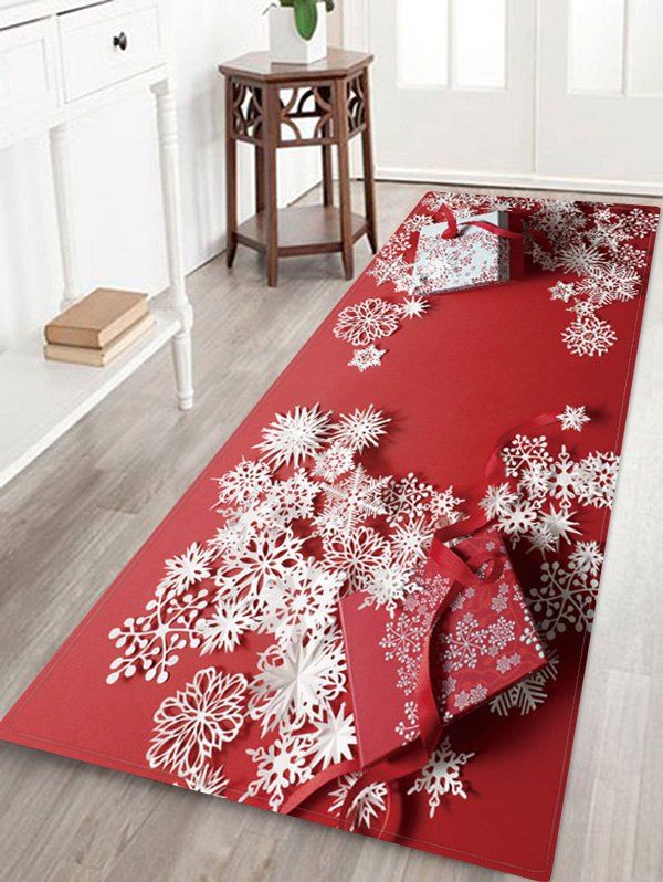 

Christmas Present Snowflakes Pattern Area Rug, Multi