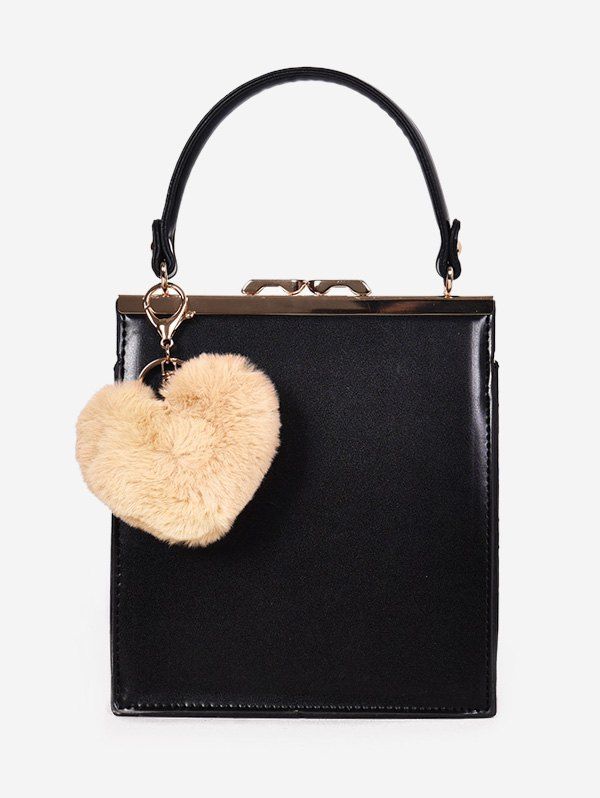 

Heart Shape Pendant Toe Handle Crossbody Bag, Black