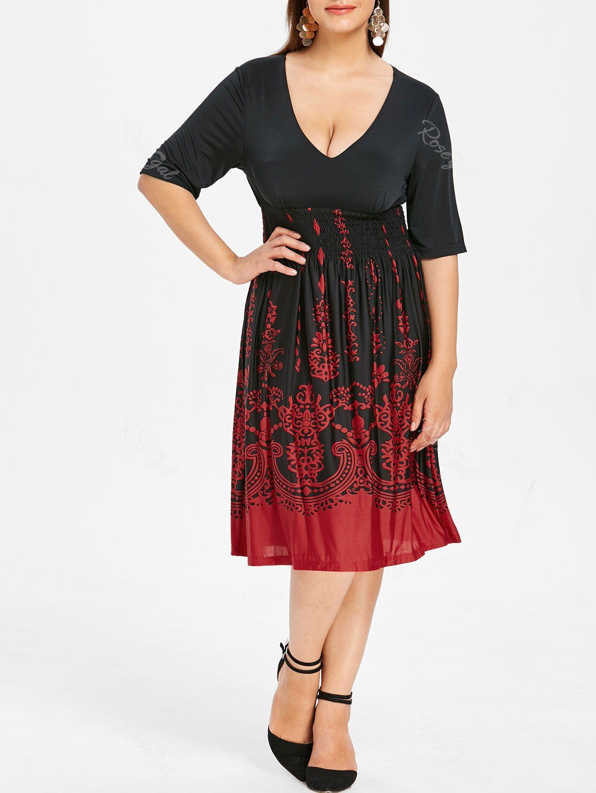

Plus Size Barque Smocked Dress, Black