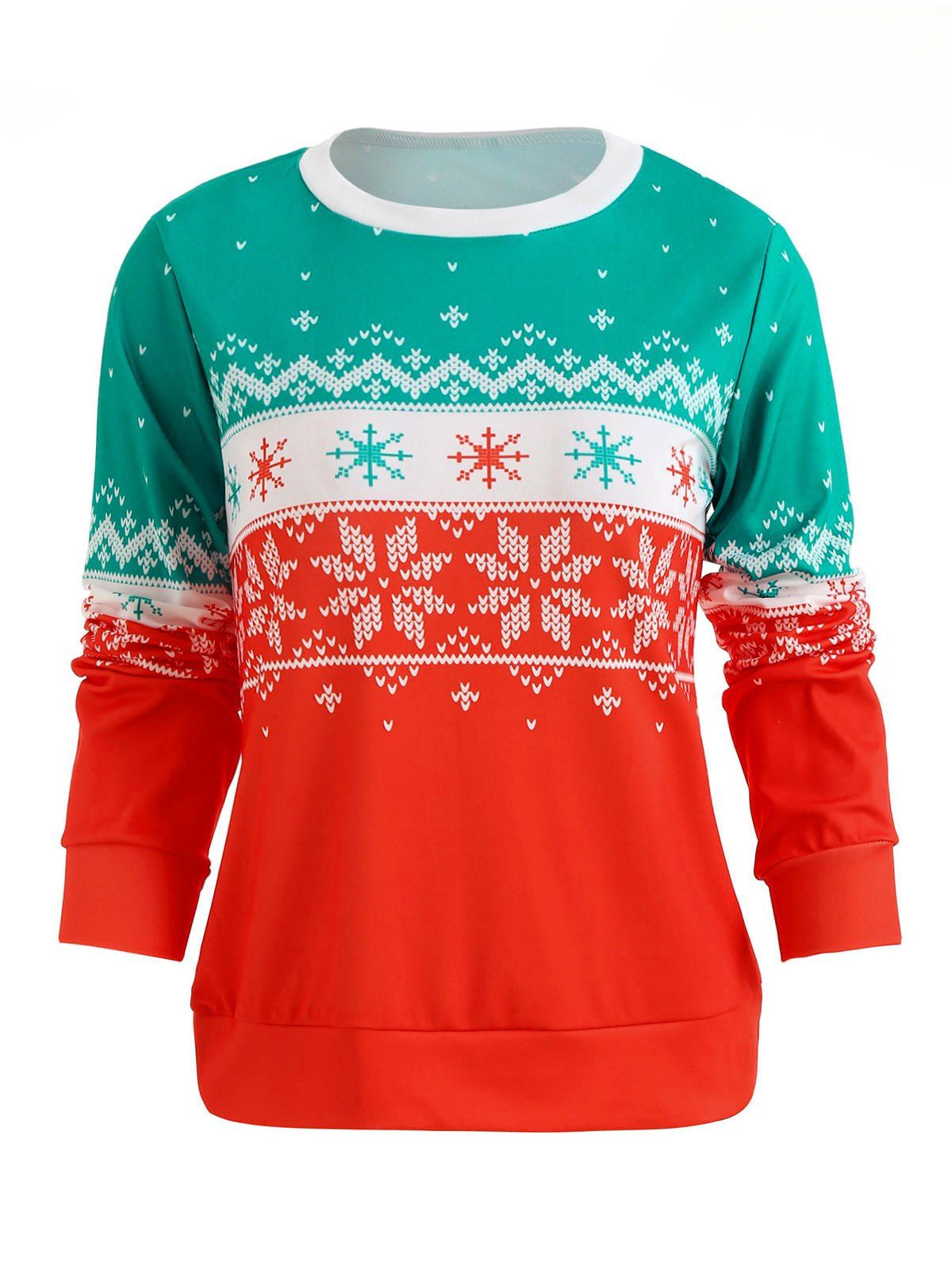

Christmas Print Contrast Sweatshirt, Rosso red