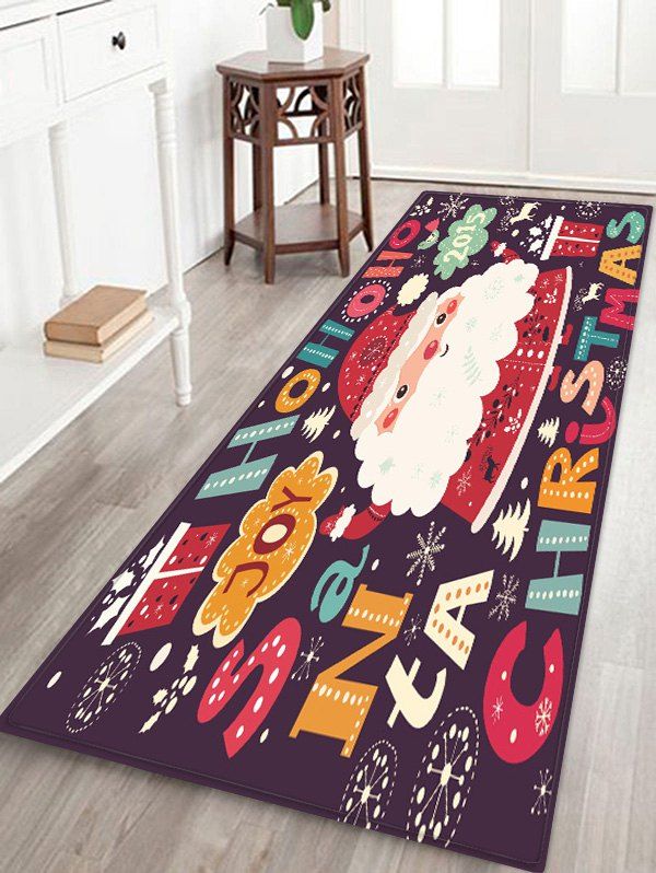 

Father Christmas Print Decorative Floor Mat, Lava red