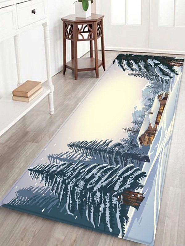 

Christmas Snow Scene Printed Decorative Floor Mat, Light slate gray