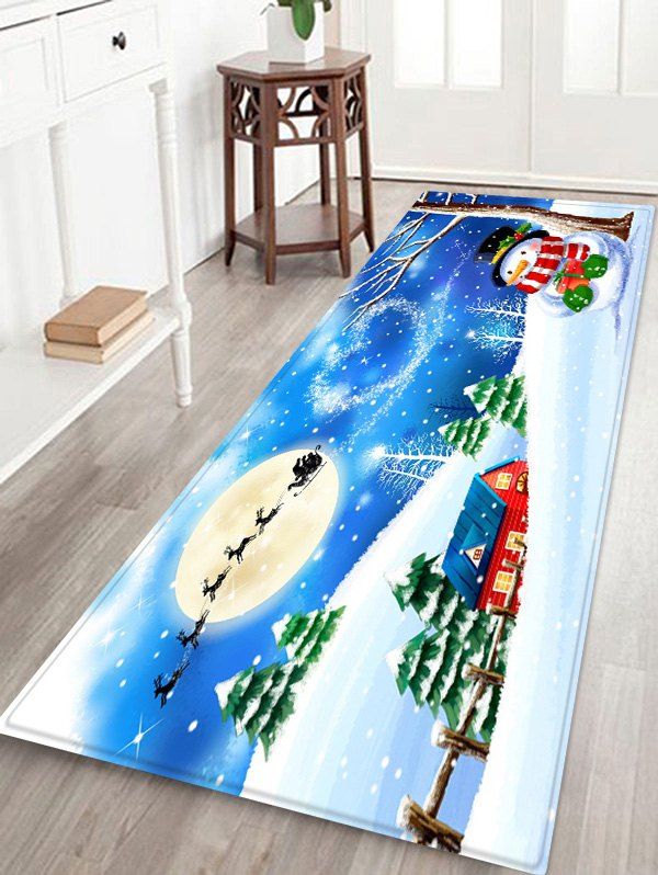 

Snowman Christmas Decorative Floor Mat, Dodger blue