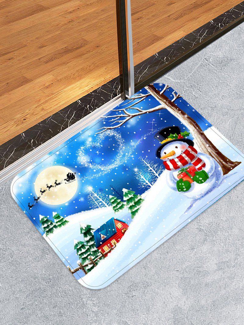 

Snowman Christmas Decorative Floor Mat, Dodger blue