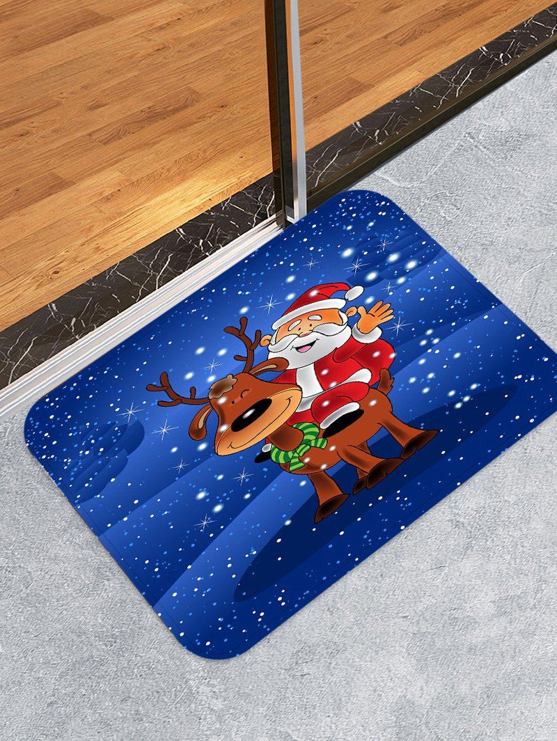 

Father Christmas Deer Printed Decorative Floor Mat, Blueberry blue