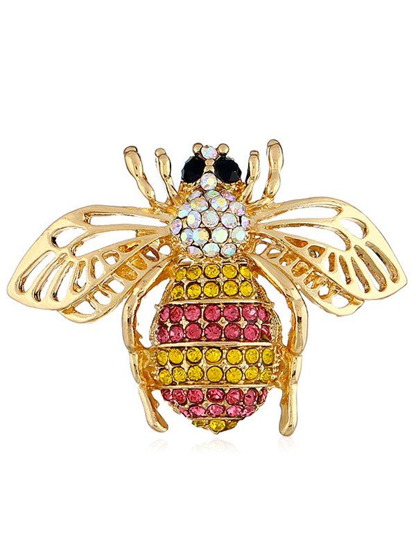 

Rhinestones Hollow Bee Design Brooch, Yellow