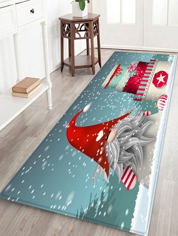 

Beard Father Christmas Printed Decorative Floor Mat, Red