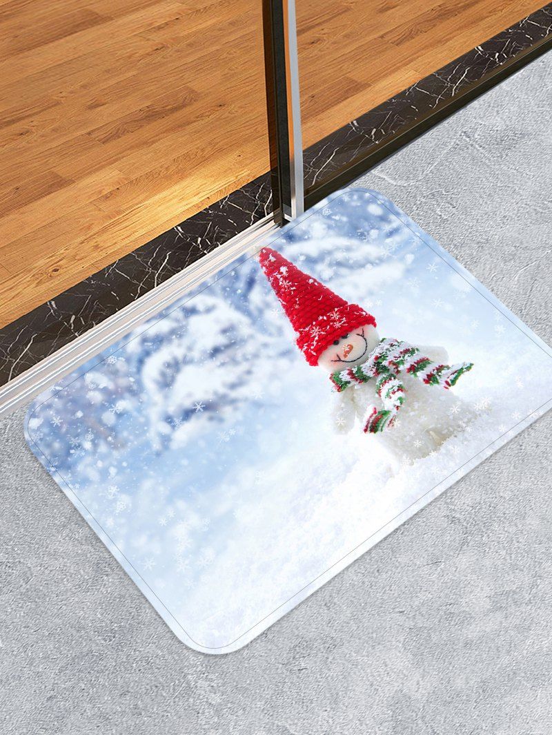 

Christmas Snowman Pattern Decorative Floor Mat, Light gray