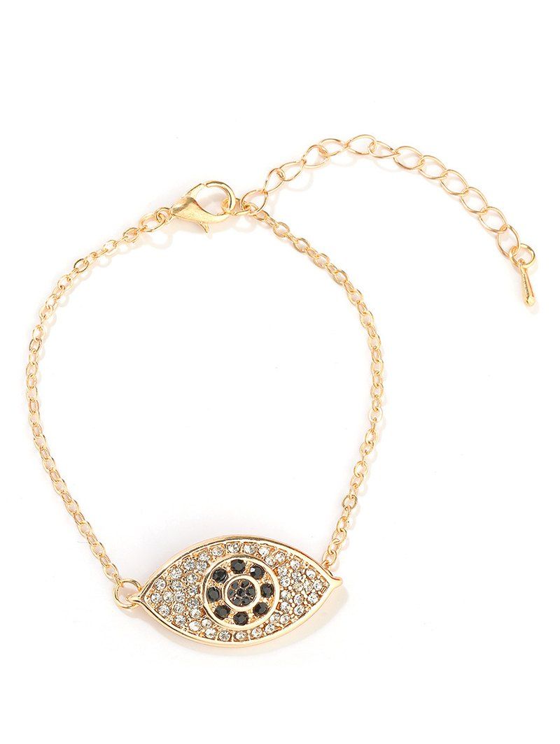 

Rhinestone Eye Chain Bracelet, Gold