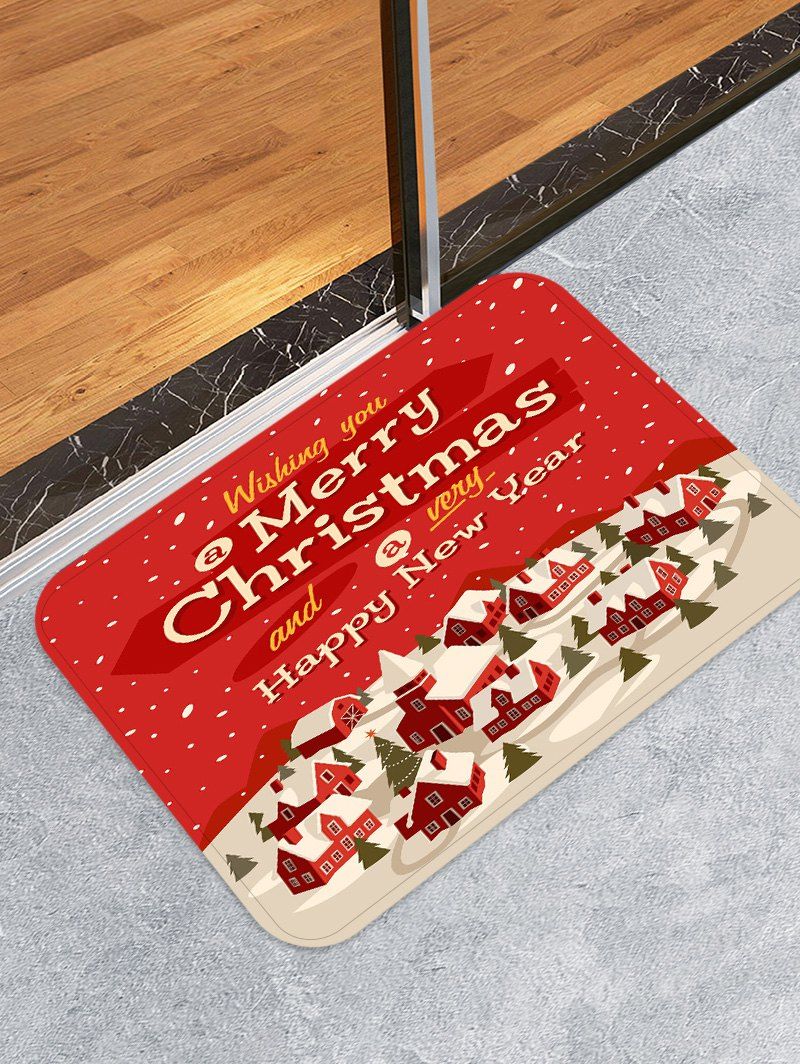 

Merry Christmas Happy New Year Decorative Floor Mat, Red