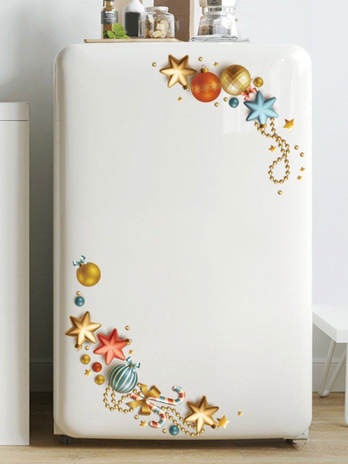 

Christmas Ball Star Pattern Removable Wall Sticker, Gold