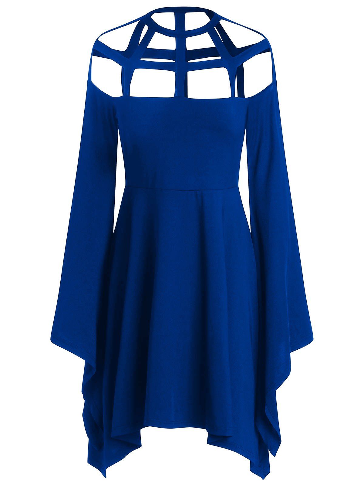 

Halloween Costume Hollow Out Flare Sleeves Dress, Blue