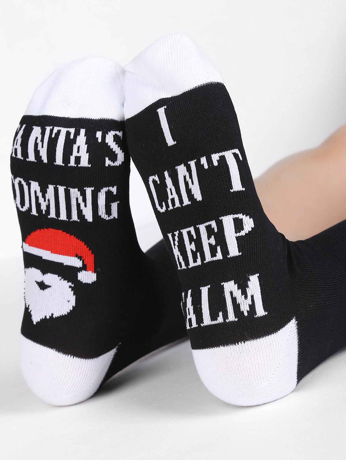 

Santa Claus Fun Letters Crew Socks, Black