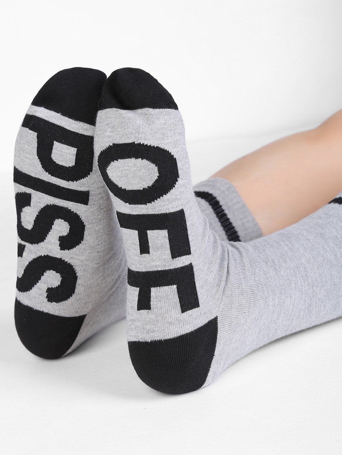 

PISS OFF Printing Crew Socks, Gray goose