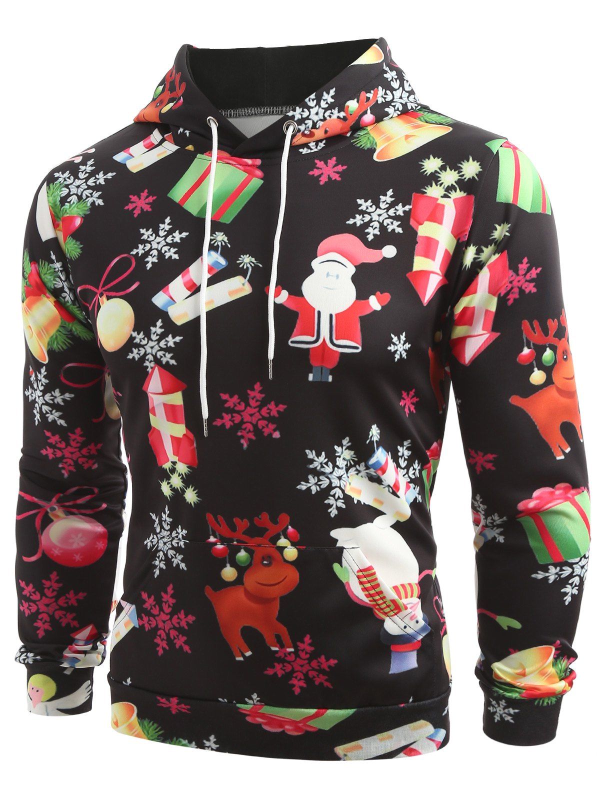 Chic Christmas Elements Print Pullover Hoodie  